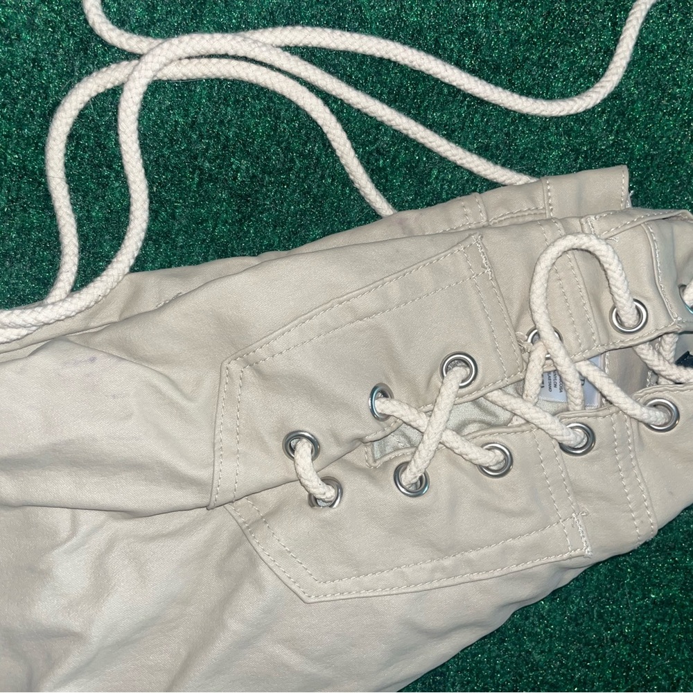 Khaki Lace Up Pants